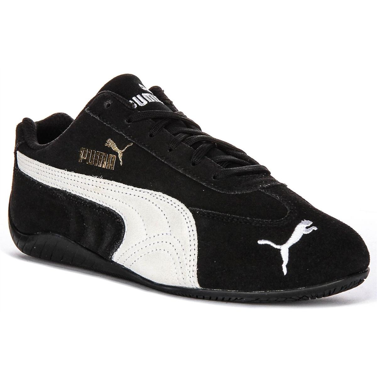 Puma Speedcat Racetrack Street Low Top Womens Trainers Black White US 6 - 8 - BLACK WHITE