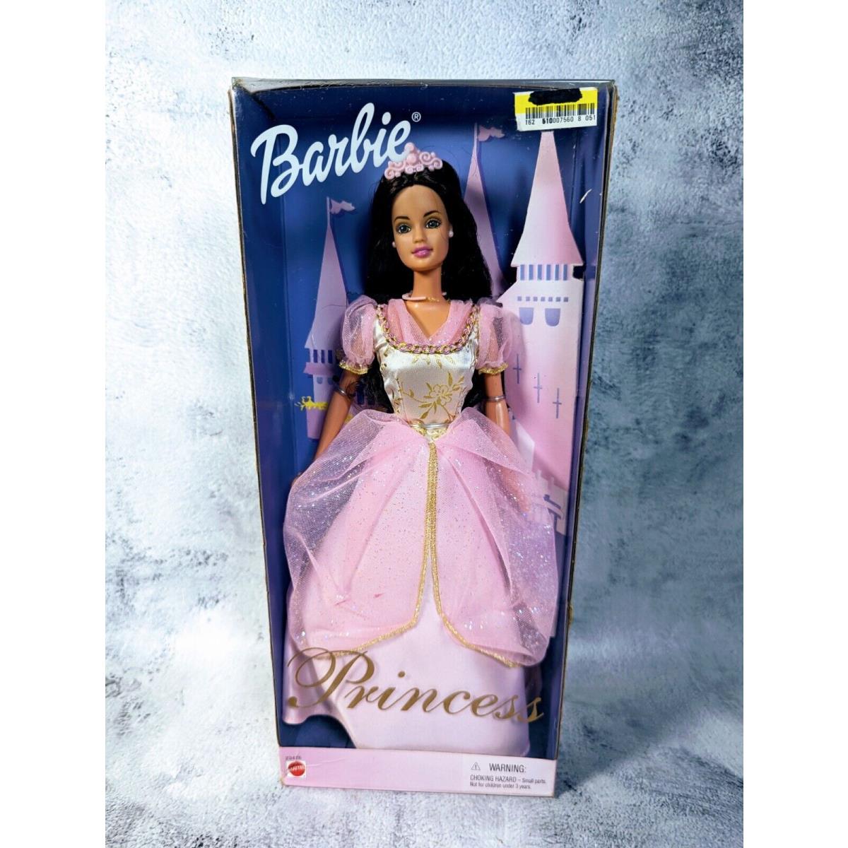 Barbie Princess Doll Brunette Brown Eyes Pink Gown 1999 Mattel 23476