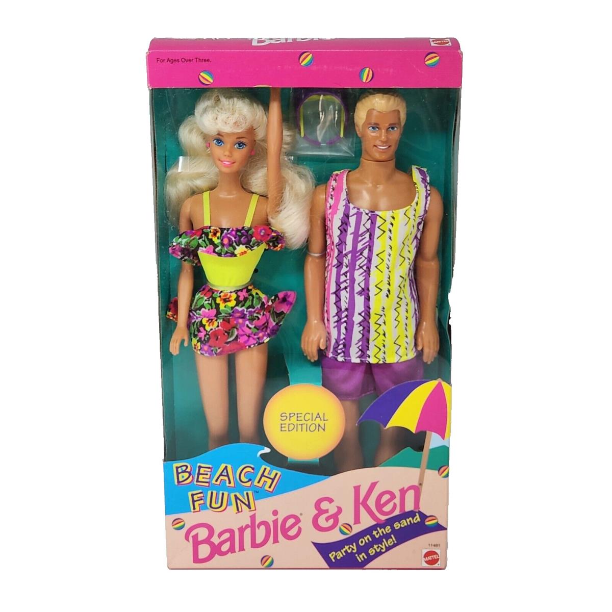 Vintage 1993 Beach Fun Barbie Ken Dolls Nrfb 11481 Gift Set