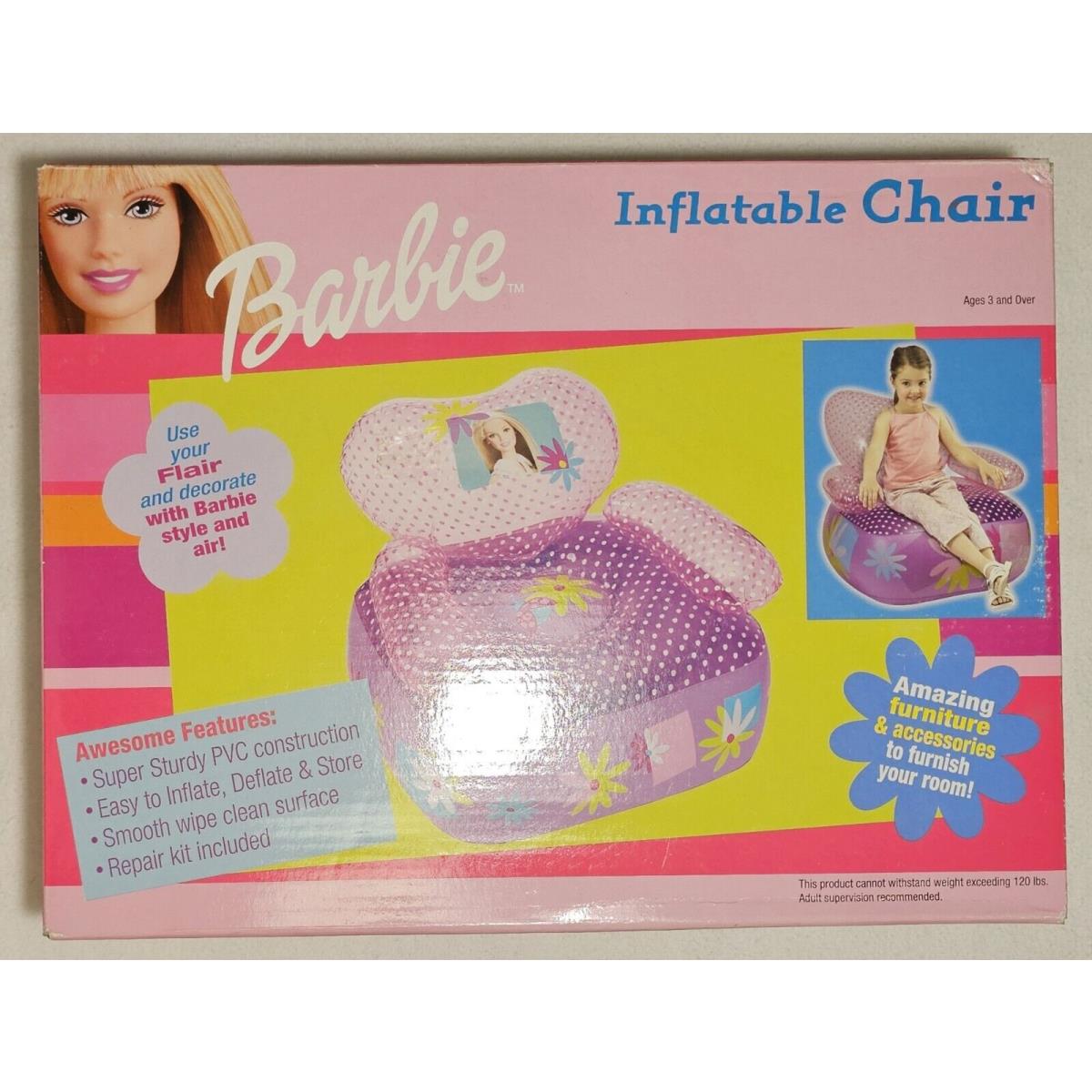 Vintage 2002 Rare Ages 3 Over Barbie Inflatable Chair Mattel Inc