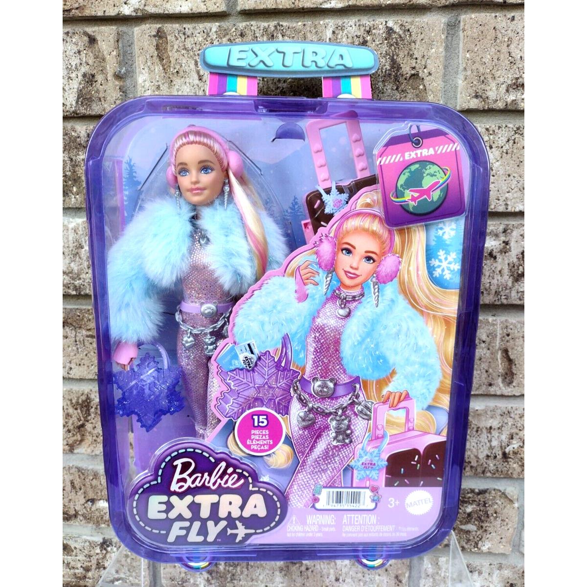 Barbie Extra Fly Doll with Snow Themed Travel Clothes Accessories 2023