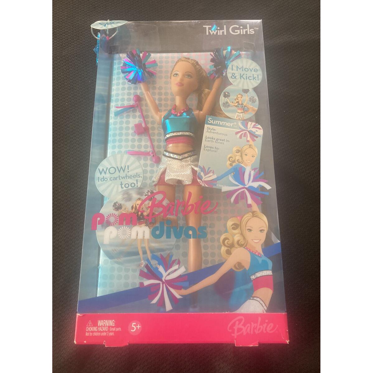 2006 Twirl Girls Babrie Pom Pom Divas Summer Doll - She Kicks and Moves