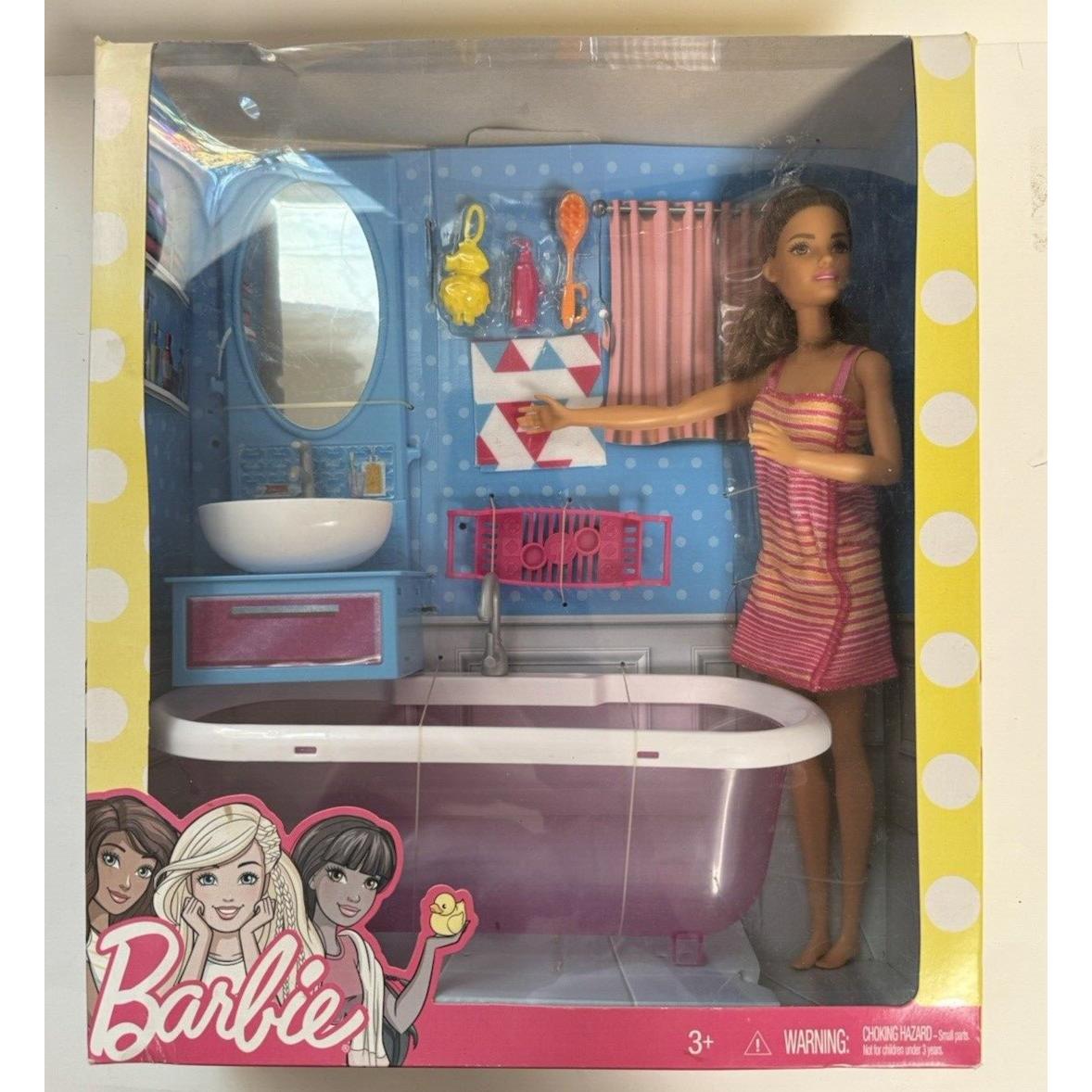 Barbie - Doll and Furniture - Bathroom Set - Make Bath Time Fun - Brunette