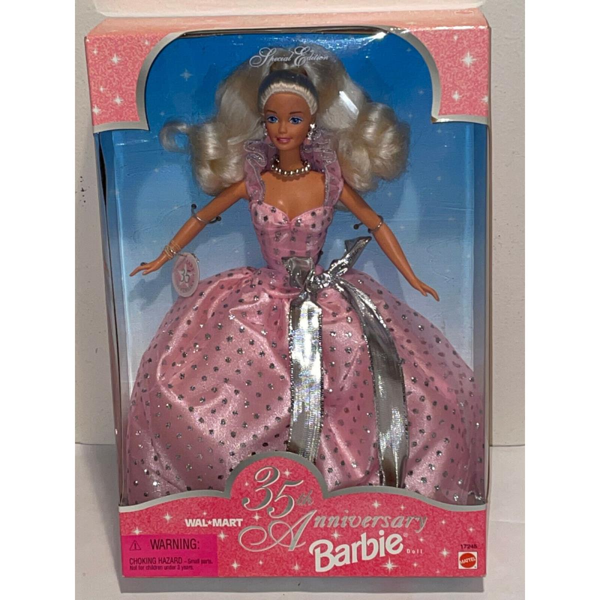 1997 Walmart 35th Anniversary Barbie Doll Pink Silver Dress Mattel