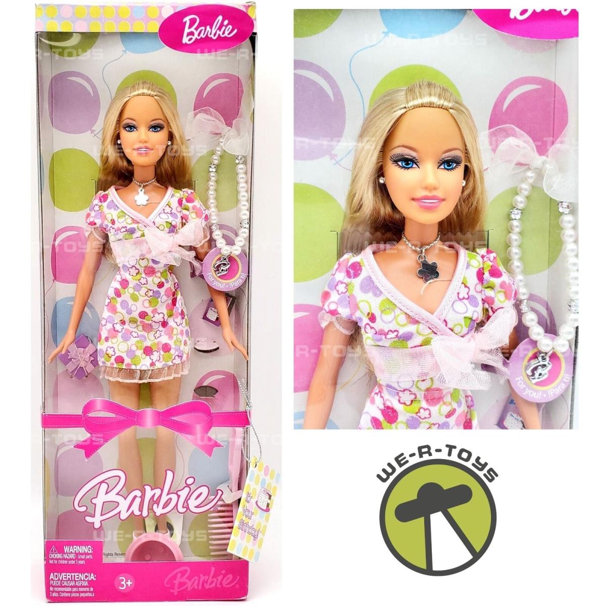 Barbie It`s Your Birthday Doll with Bracelet Mattel J9195 2006 Nrfb