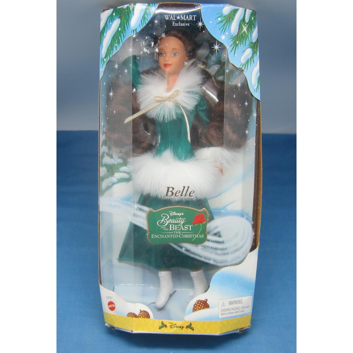 Barbie Enchanted Christmas Beauty and The Beast Belle Skating 1998 Walmart Nrfb