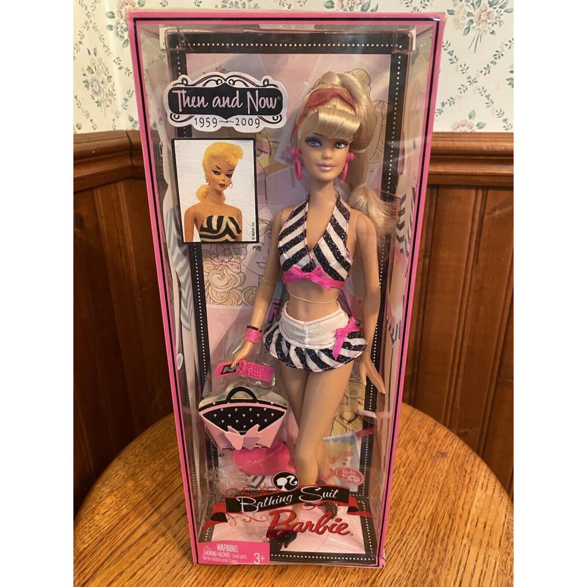 Mattel Barbie Then Now Doll Repro 50 Years 1959 - 2009 Bathing Suit Box