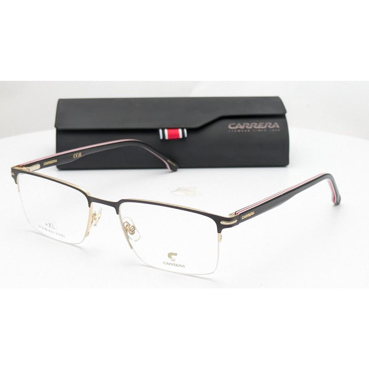 Carrera 325 I46 Matte Black Gold Rectangle Half Rim Mens Eyeglasses 54mm