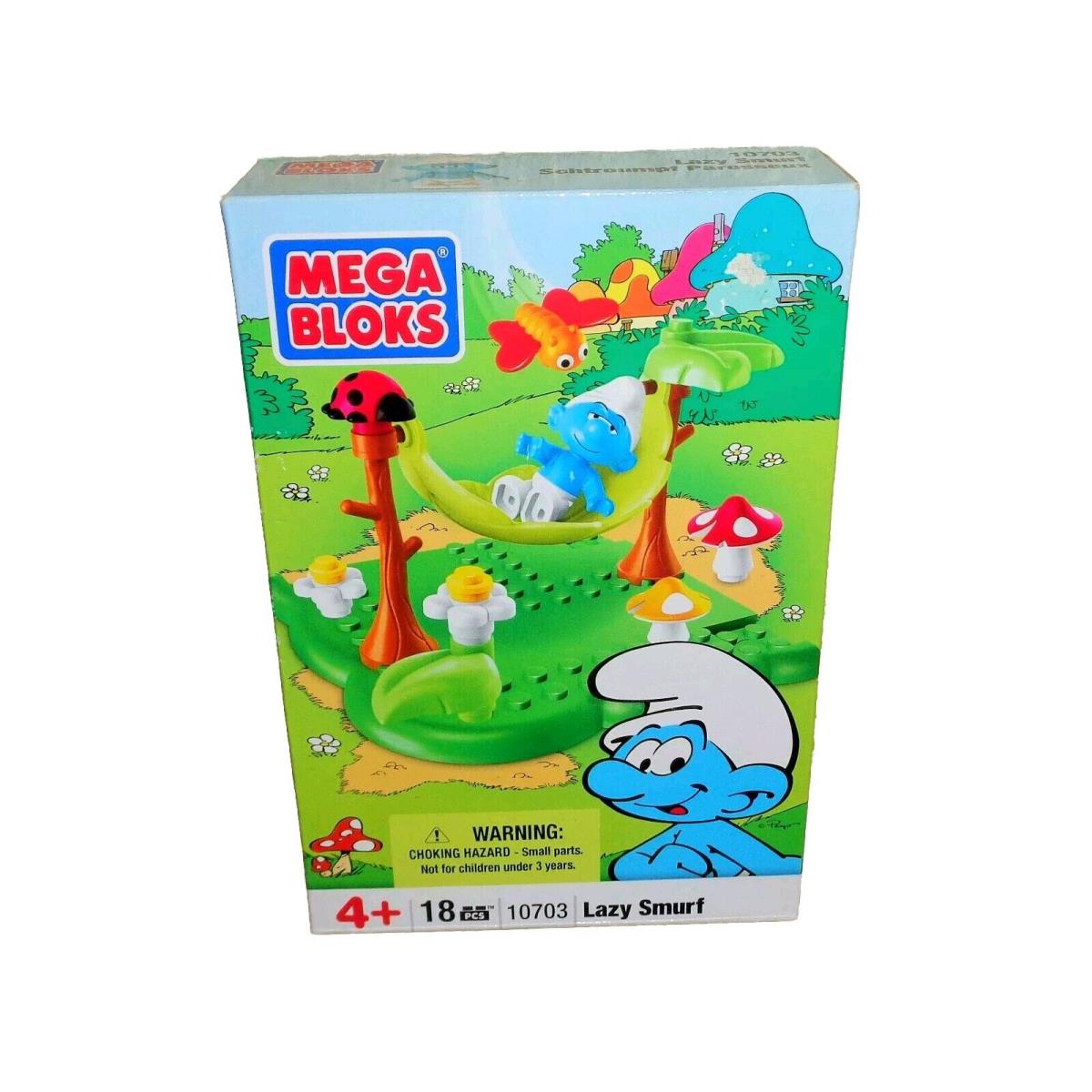 Lazy Smurfs Mega Bloks 10703 Eng/french Set 18 Pc. Small Box 2012 Retired