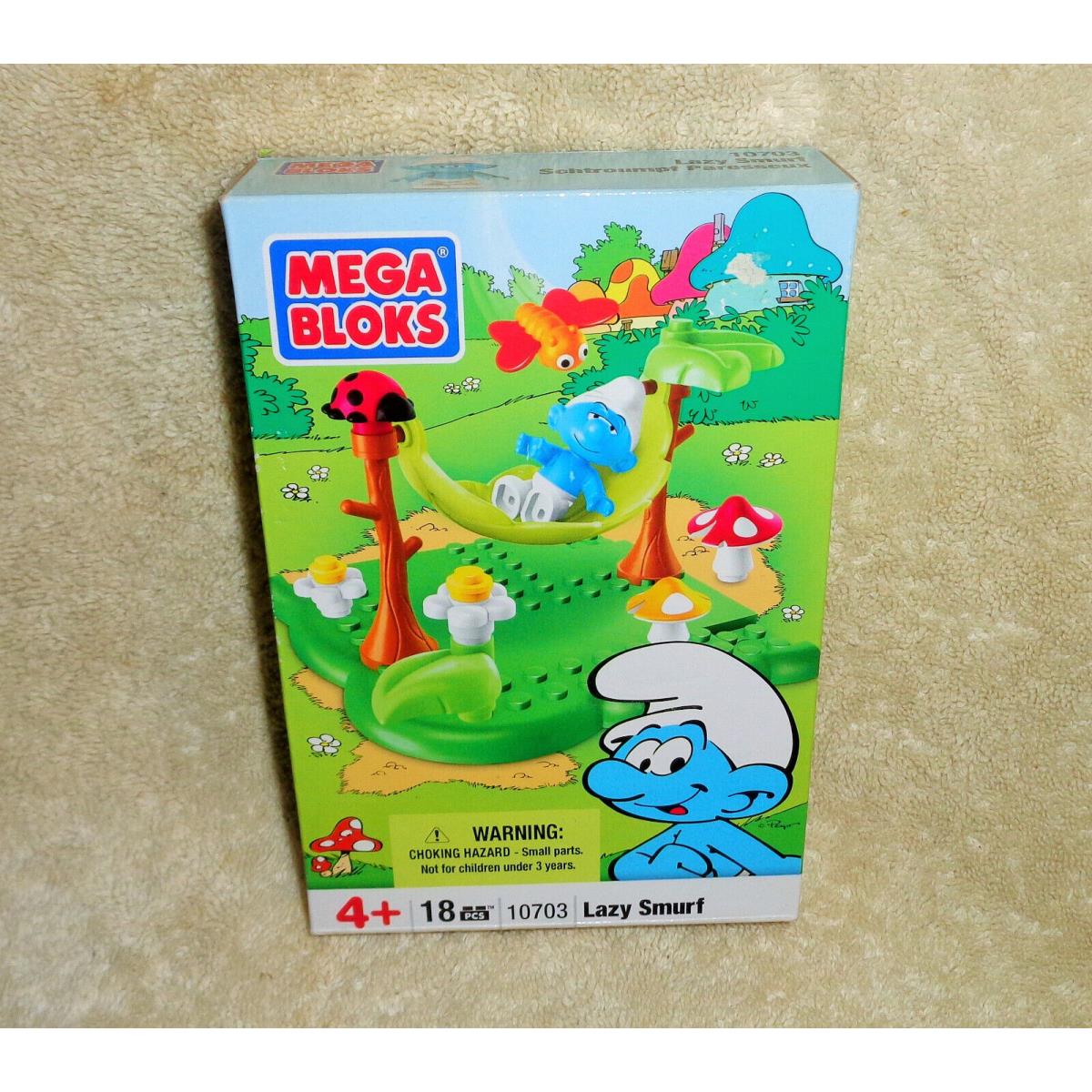 Mega Bloks 10703 Eng/french Lazy Smurf Set 18 Pc. Small Box 2012 Retired