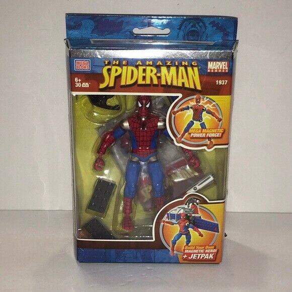 Mega Bloks Set 1937 `the Amazing Spider-man` Magnetic 5 Figure. Box Damage