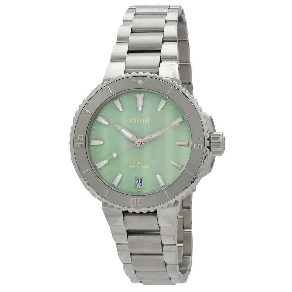 Oris Aquis Automatic 36.5mm Green Dial Watch 01 733 7770 4157-07 8 18 05P