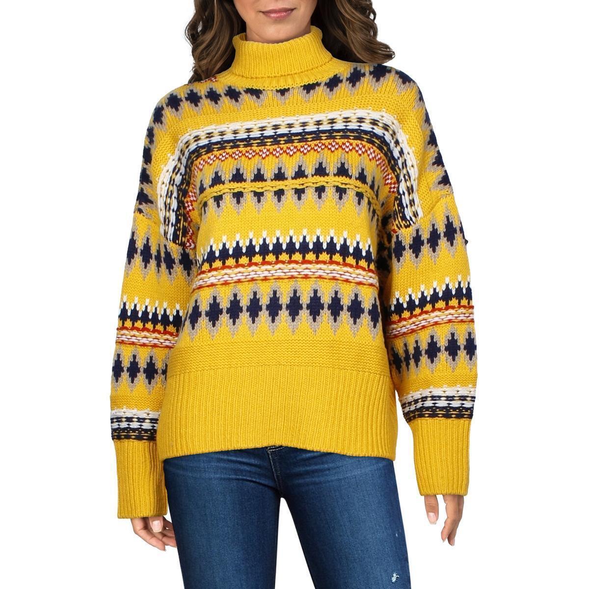 Rag Bone Womens Willow Fairisle Wool Printed Turtleneck Sweater Top Bhfo 9706