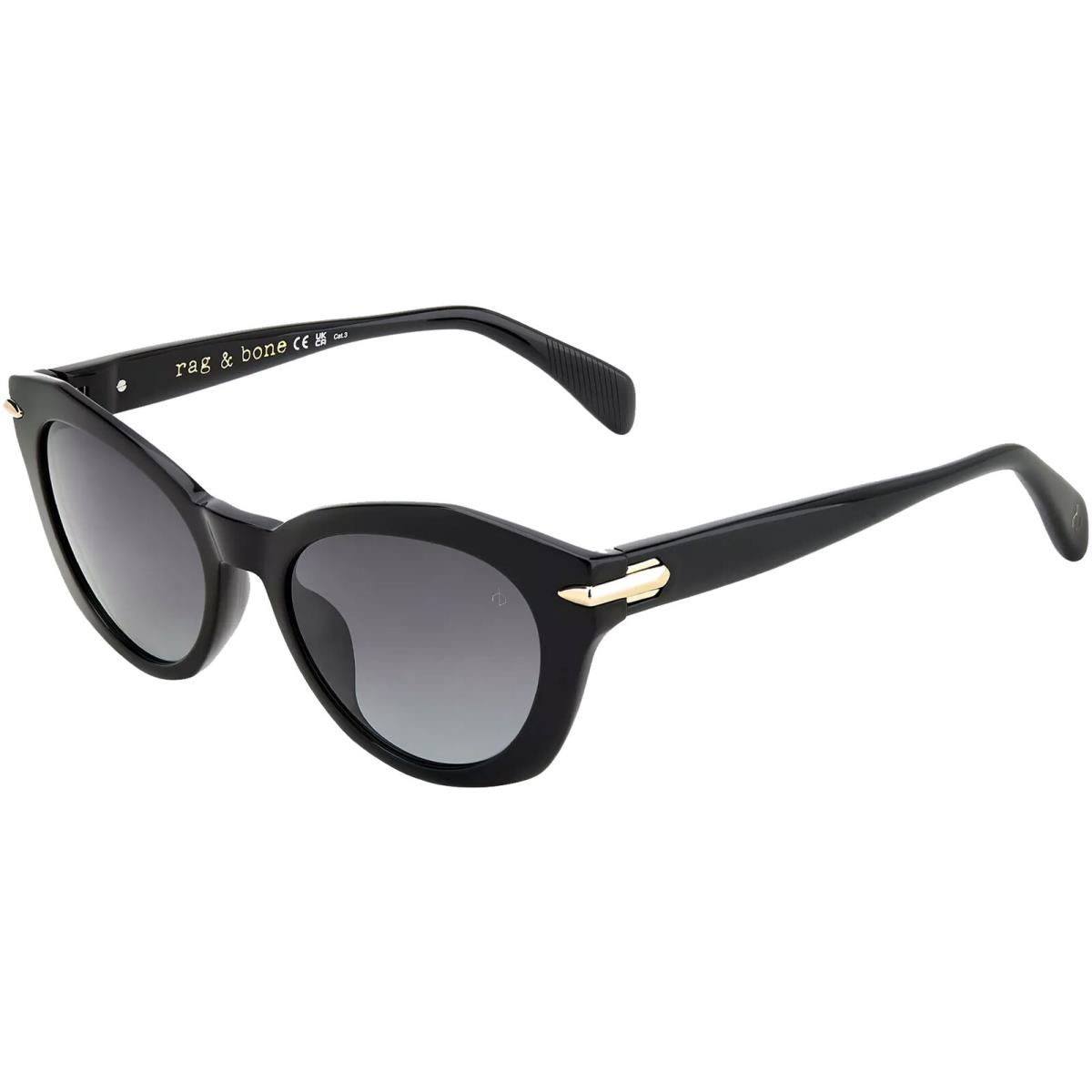 Rag Bone Lily Women`s Round Cat Eye Sunglasses w/ Gradient Lens - RNB1084S Black/Dark Gray (0807-9O)