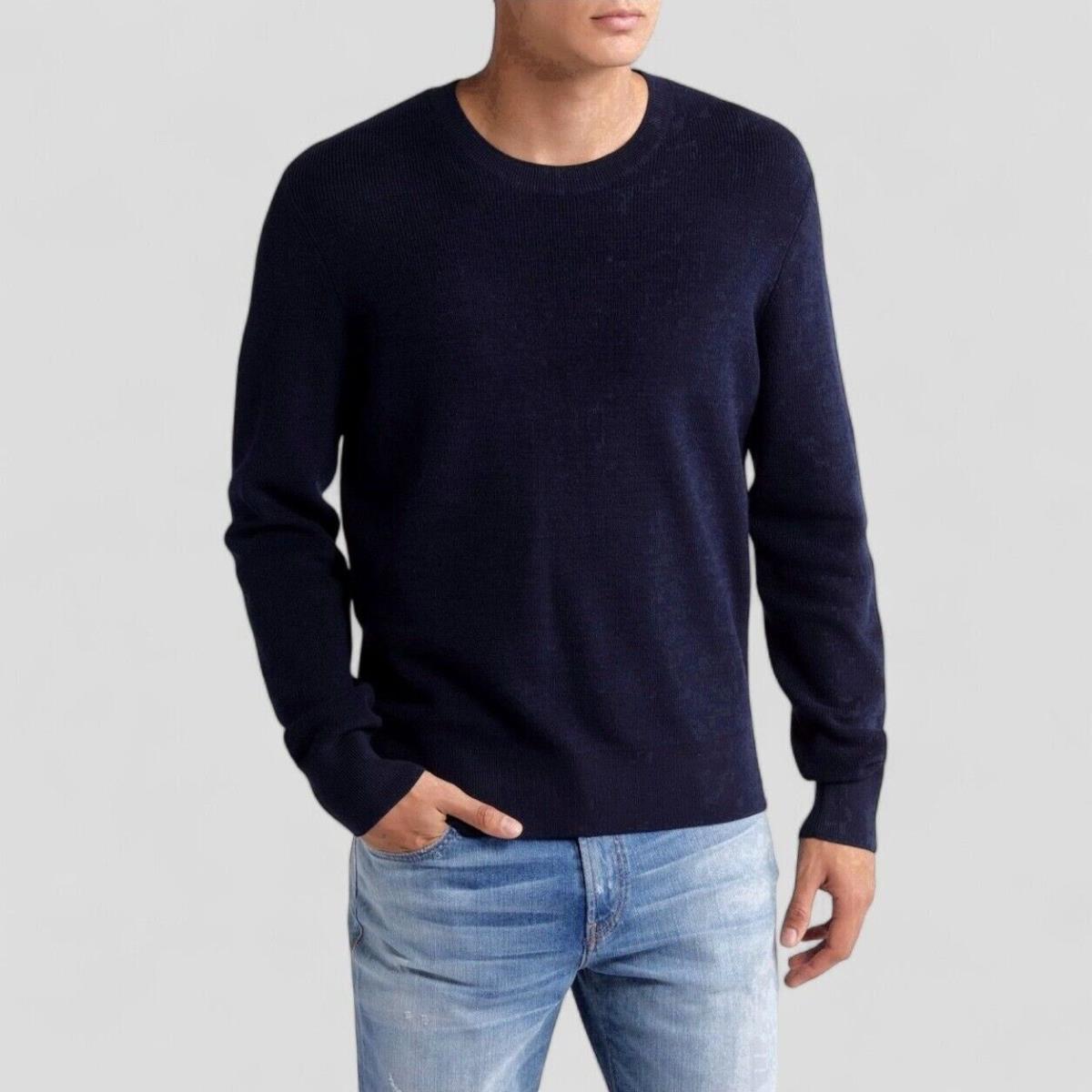 Rag Bone Dexter Fine Gauge Sweater Organic Cotton Blend Navy Pullover