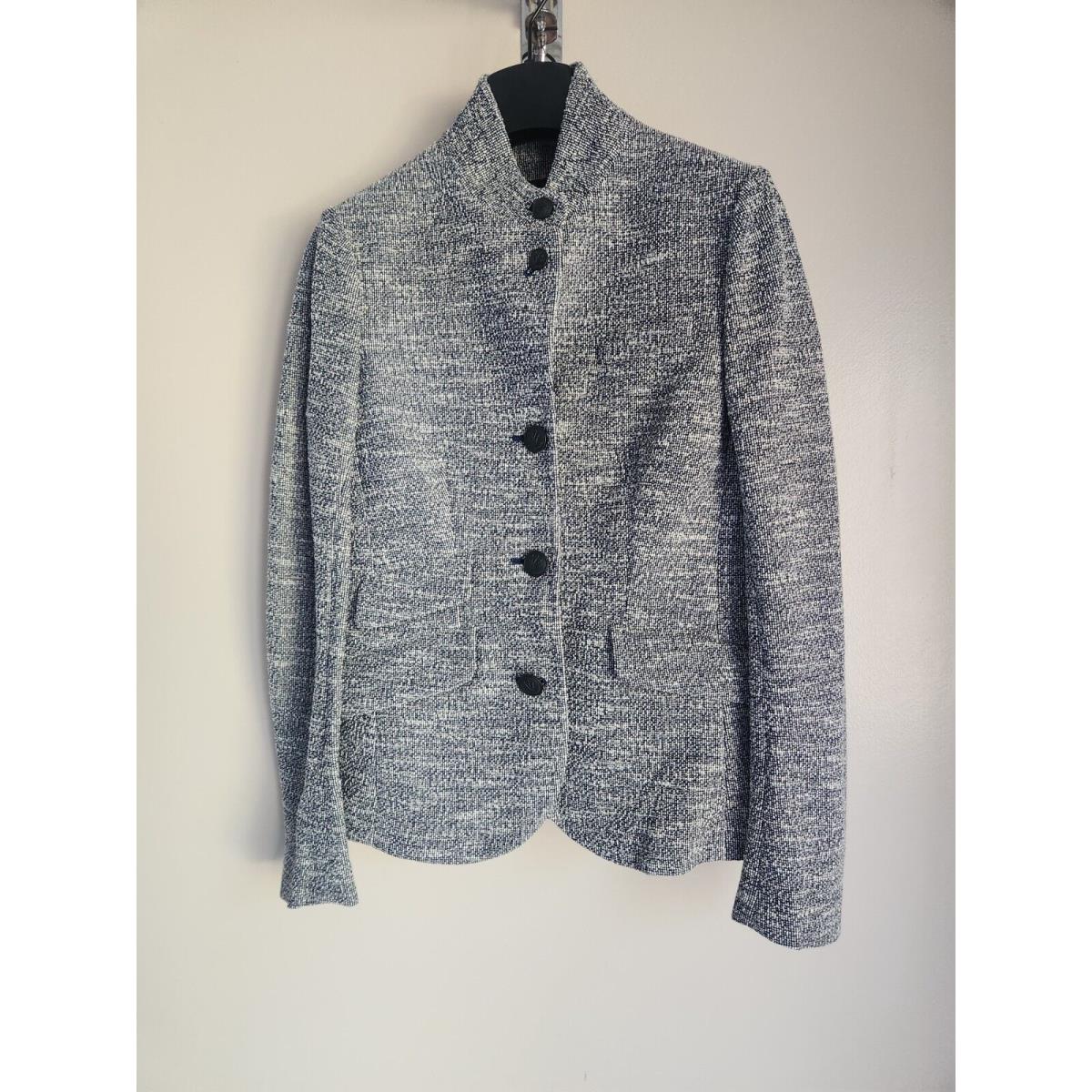 Rag Bone Slade Tweed Jacket Blazer Size 2 Navy White Multi 3E410