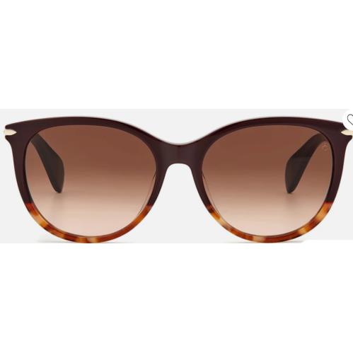 Rag Bone 1020 Cat Eye Designer Sunglasses in Brown Crystal Gold/pink Flash 54 mm