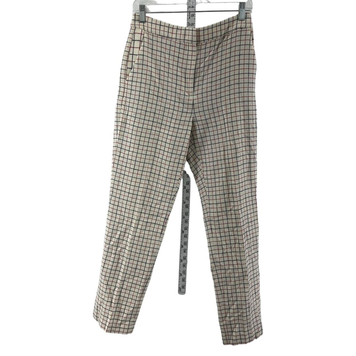 Rag Bone Cream Red Windowpane Women`s Poppy Wool Dress Pants Size 6