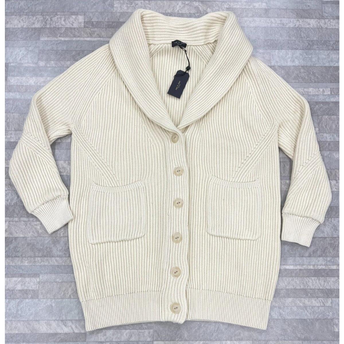 Rag Bone Oversize Demi Ribbed V-neck Cardigan with Pockets Size: Small