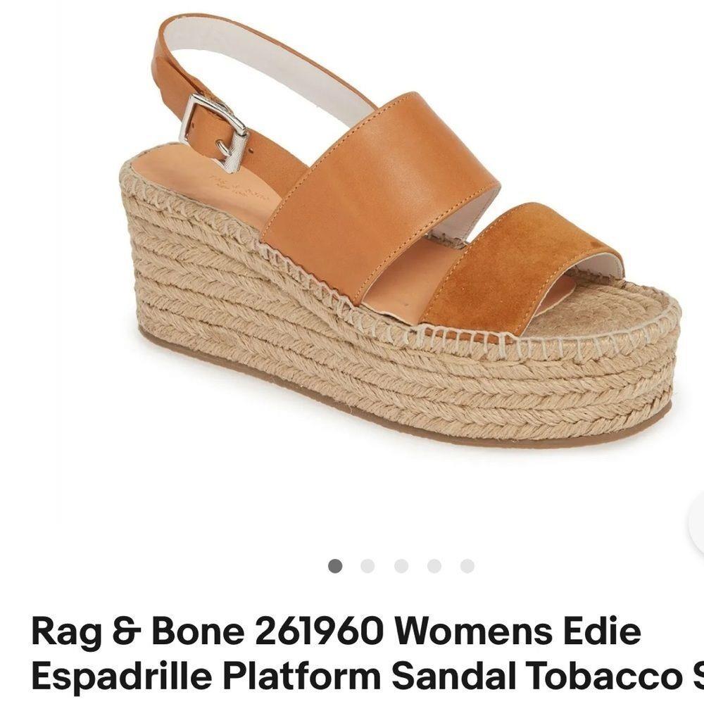 Rag Bone 261960 Womens Edie Espadrille Platform Sandal Tobacco Size 9.5