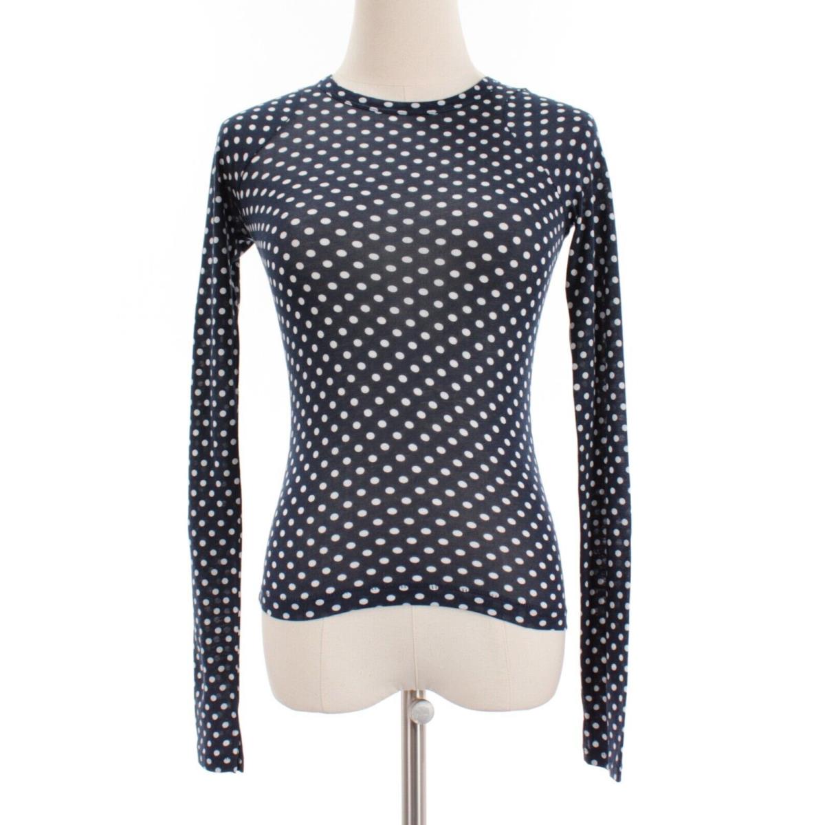 Rag Bone Shaw Paneled Long Sleeve T-shirt Size Xxs Navy/white Polka Dots