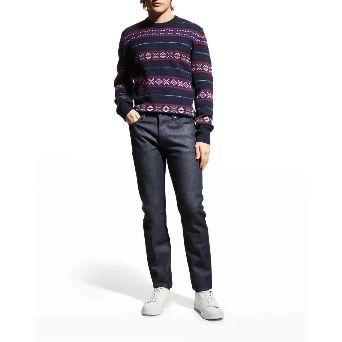 Rag Bone Blue Men`s Wesley Fair Isle Sweater Wool Size XL