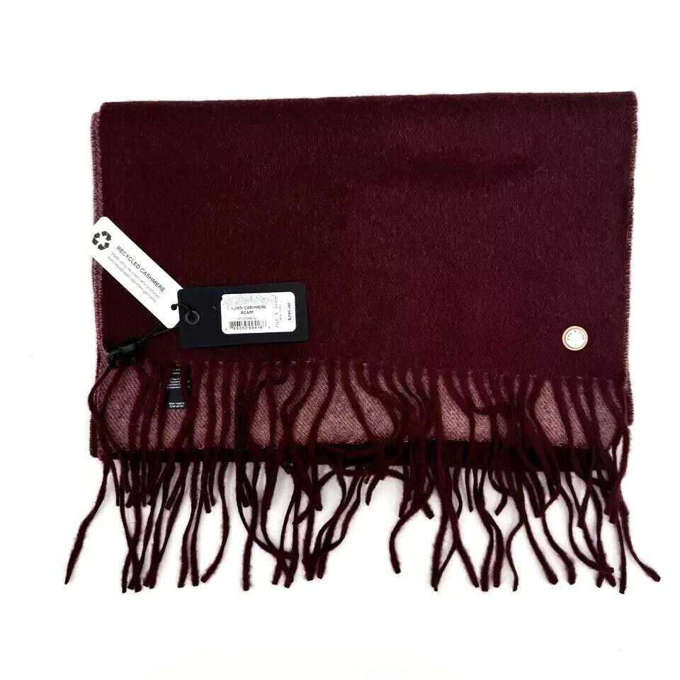 Rag Bone Crown Cashmere Scarf Italy Fringe Logo Wine Revers Dusty Pink NWT$295