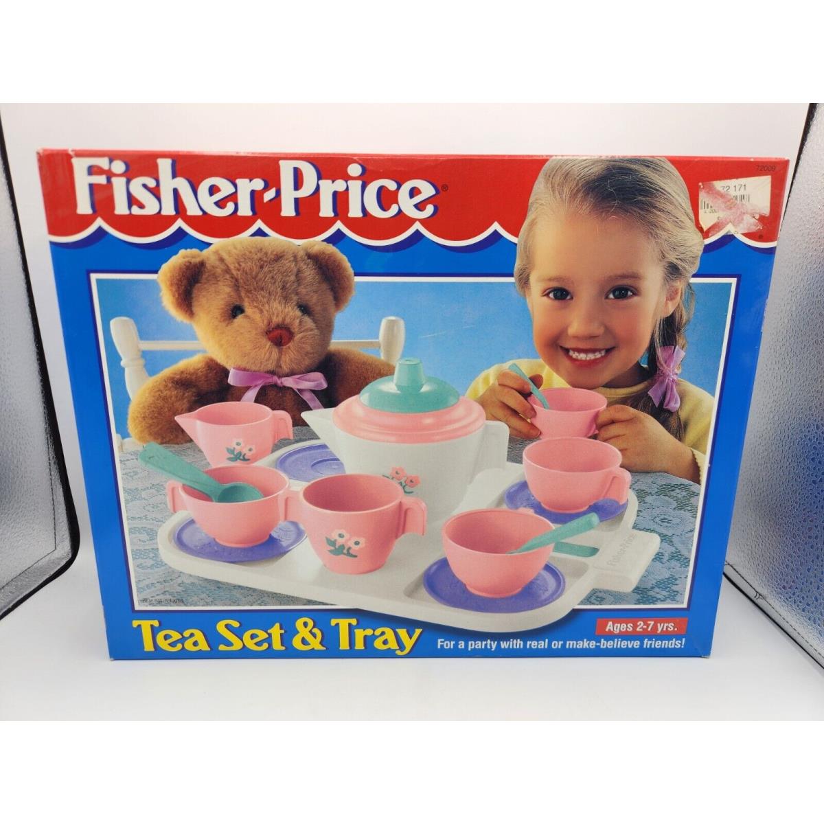 Vintage Fisher Price Toy Tea Set Tray 1997 Pink Nos