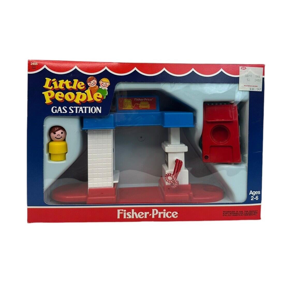 Vintage Fisher Price Little People Rare Gas Station 2455 Playset Toy 1989