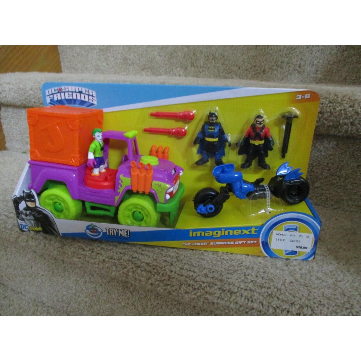 Fisher Price Imaginext Joker Surprise Gift Set Batman Blue Batcycle Batman