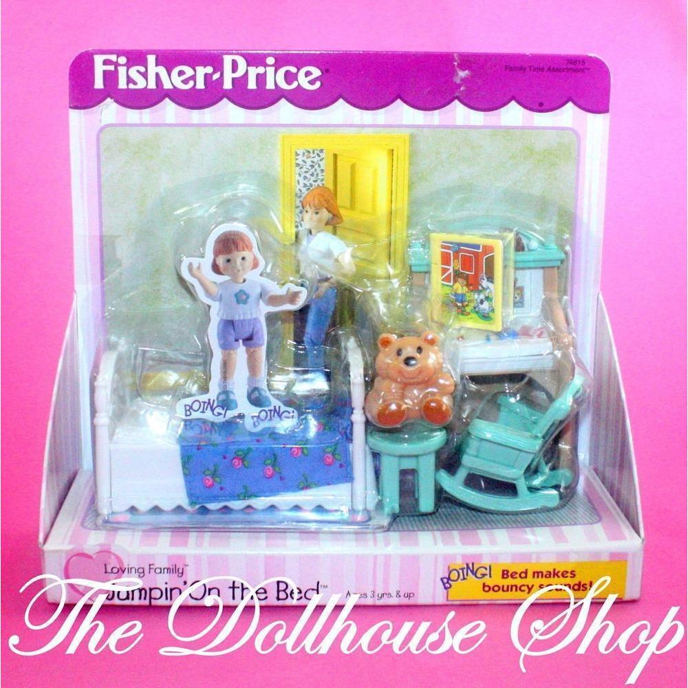 Fisher Price Loving Family Dollhouse Jumping on The Bed Kids Bedroom