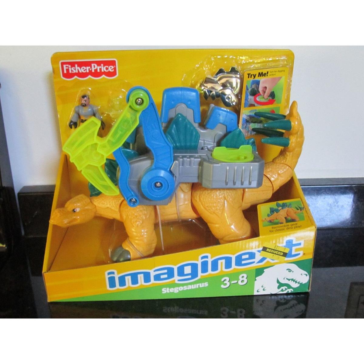 Fisher Price Imaginext Dinosaur Stegosaurus Dino Man Digging Removable Gear