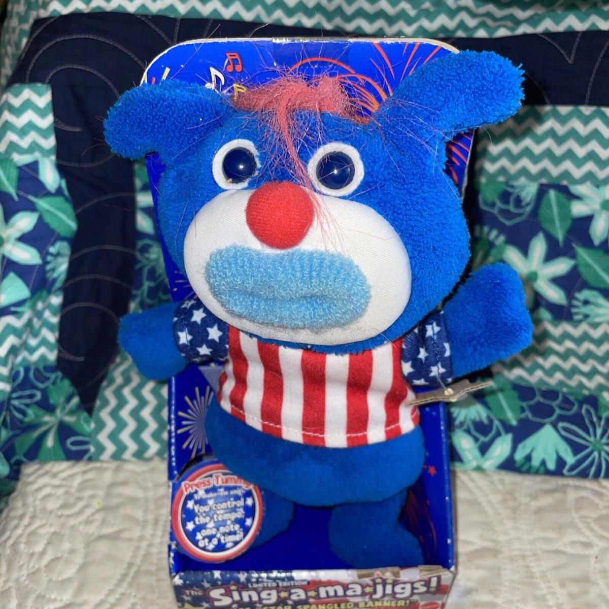 2010 Sing-a-ma-jigs Stars Stripe Bear Plush Toy by Fisher-price