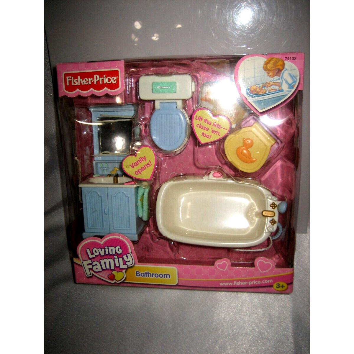 Fisher Price Loving Family 2002 Bathroom 74132 Vanity Toilet Tub Towel Ducky