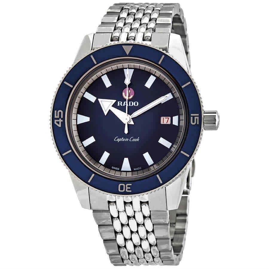 Rado Captain Cook Automatic Blue Dial Men`s Watch R32505203 - Dial: Blue, Band: Silver, Bezel: Silver-tone