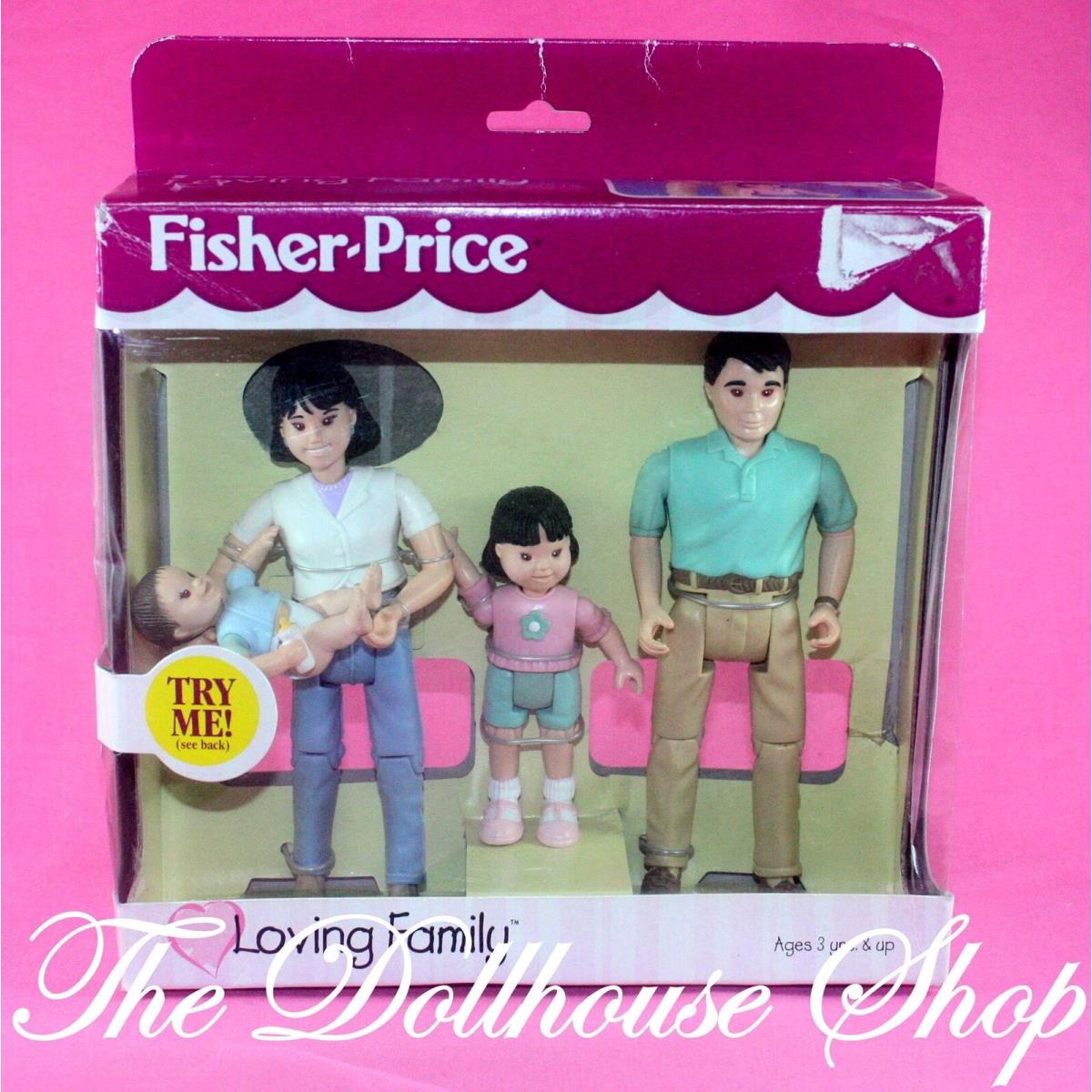 Fisher Price Loving Family Dollhouse Asian Family Mom Dad Girl Baby Dolls