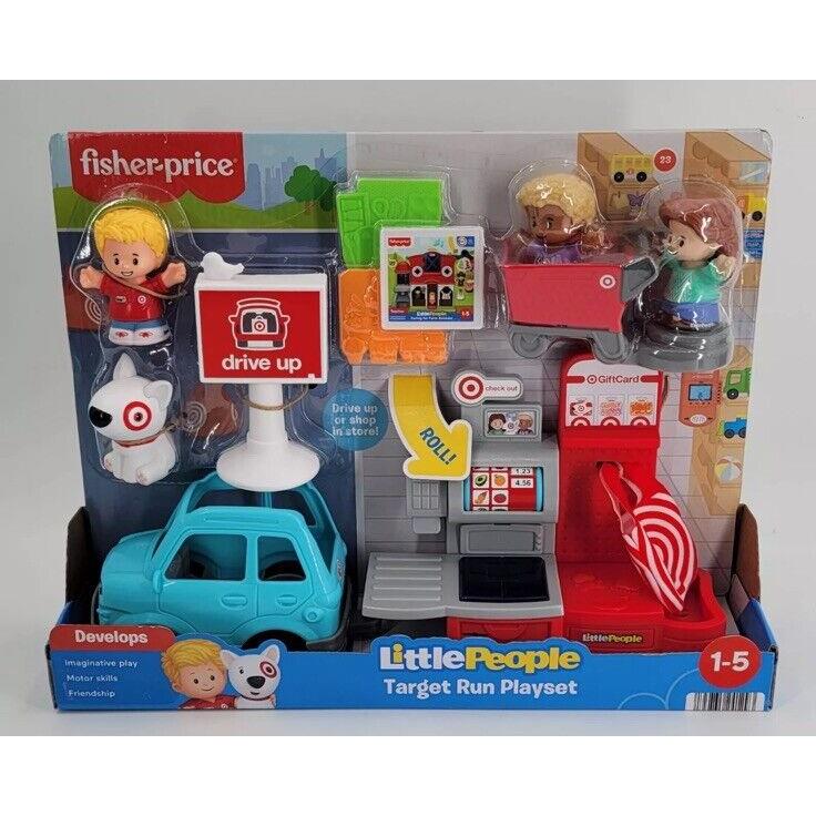 Fisher-price Little People Target Run Playset Bullseye Dog Drive Up Cart Car Bag