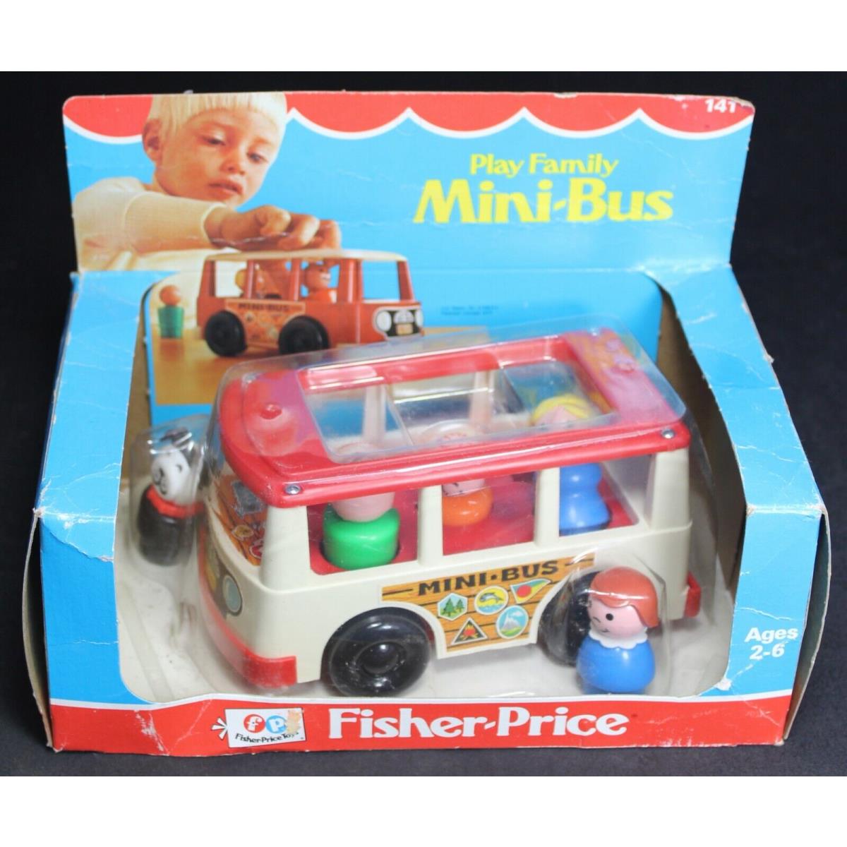 1977 Fisher-price Play Family Mini-bus 141 Toy - Little People - Mib