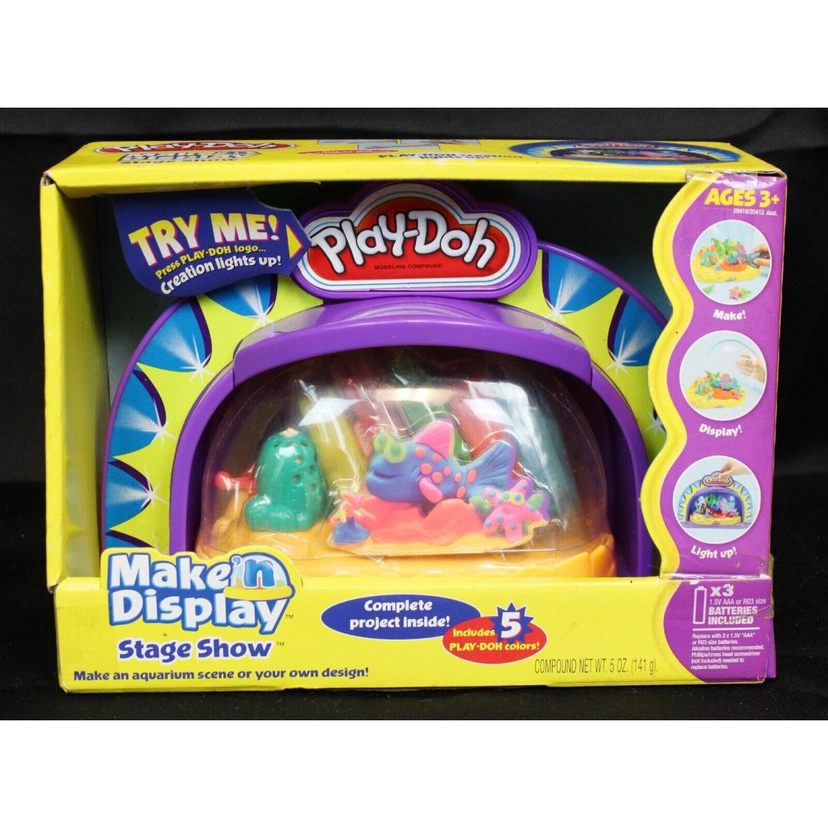 Play-doh Make`n Display Stage Show Toy Light Up Aquarium Fish Tank Kid`s Fun