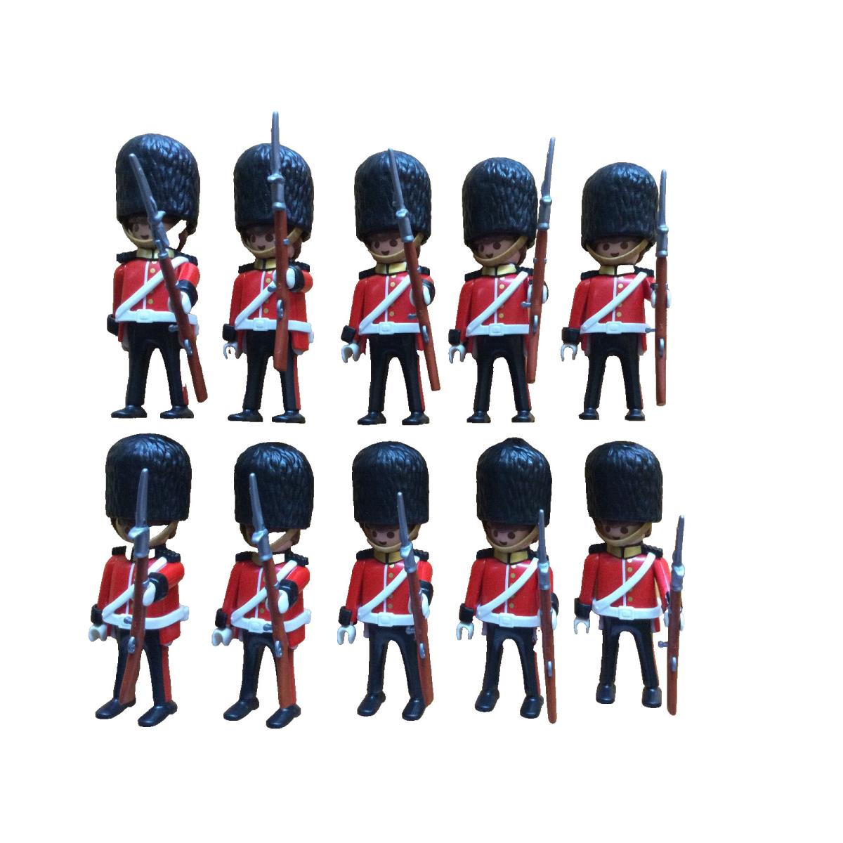 Playmobil U.k. Royal Guard Lot OF 10 with Rifle Bayonet Bear Skin Hat