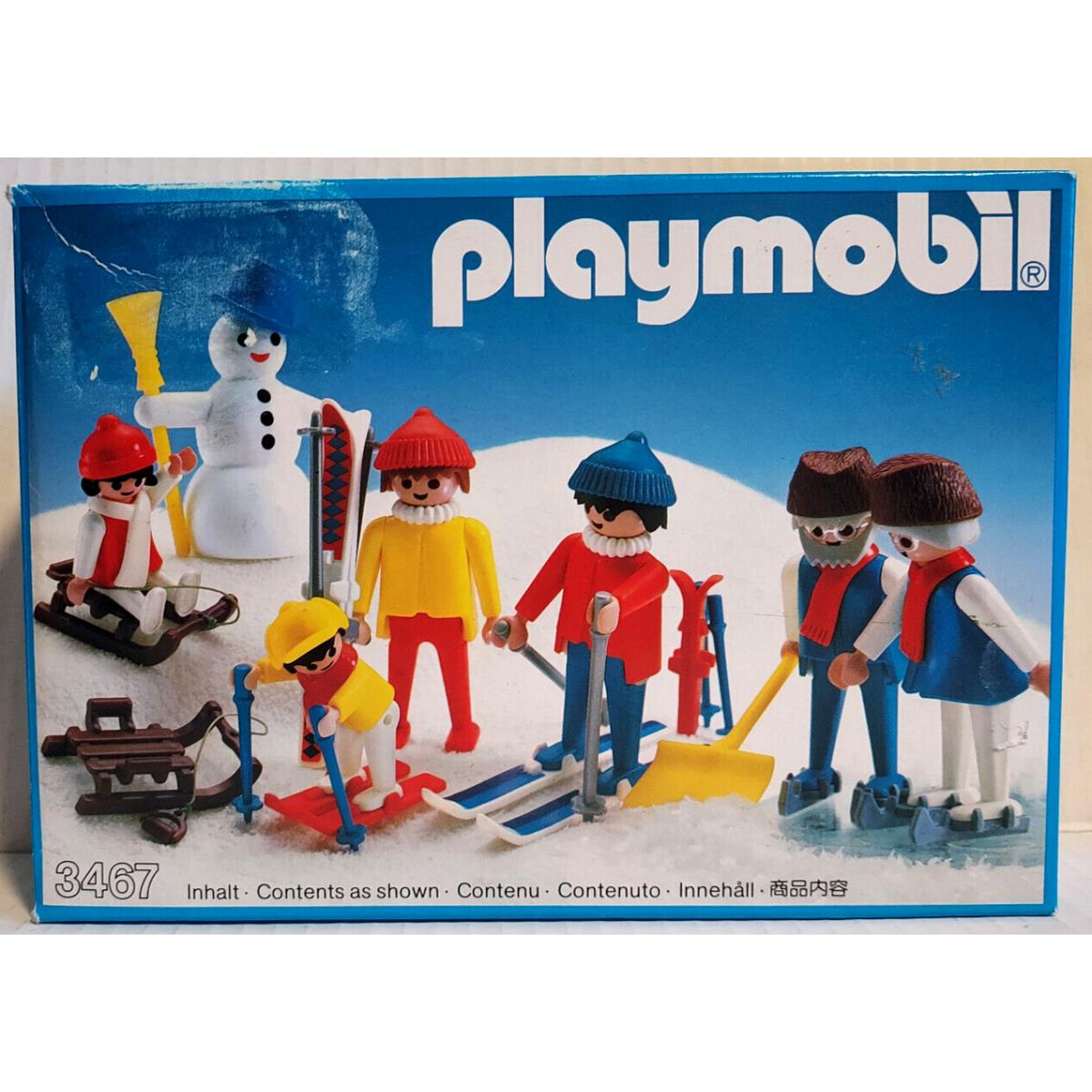 Vintage 1985 Playmobil 3467 Winter Snow Playset Snowman Skier Sled - Germany