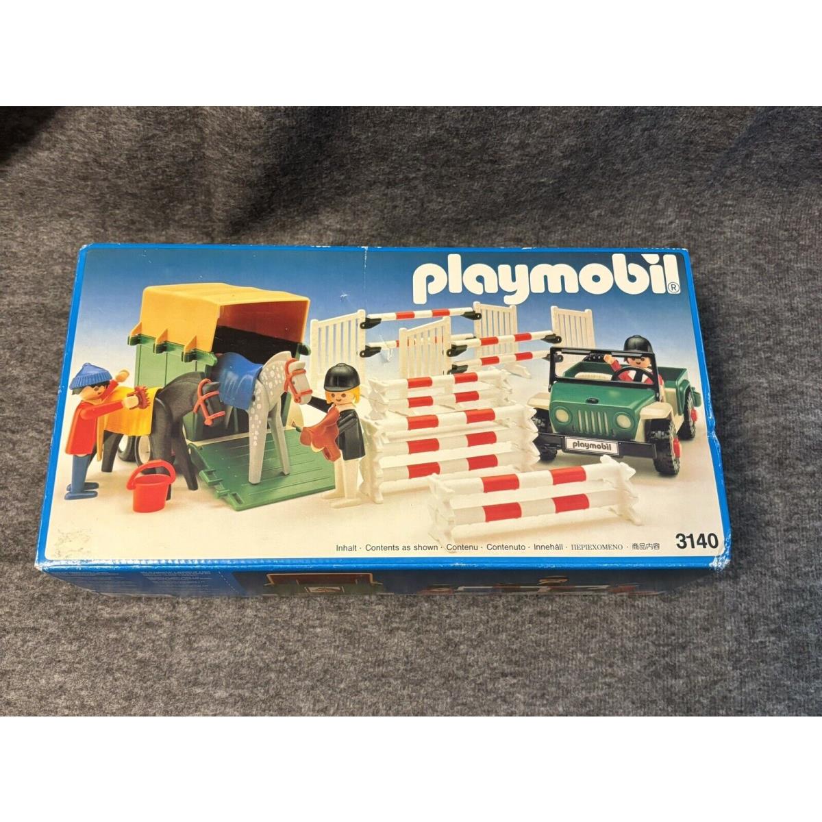 Vtg 1986 Playmobil 3140 Jeep Horse Trailer Equestrian Set Never Open