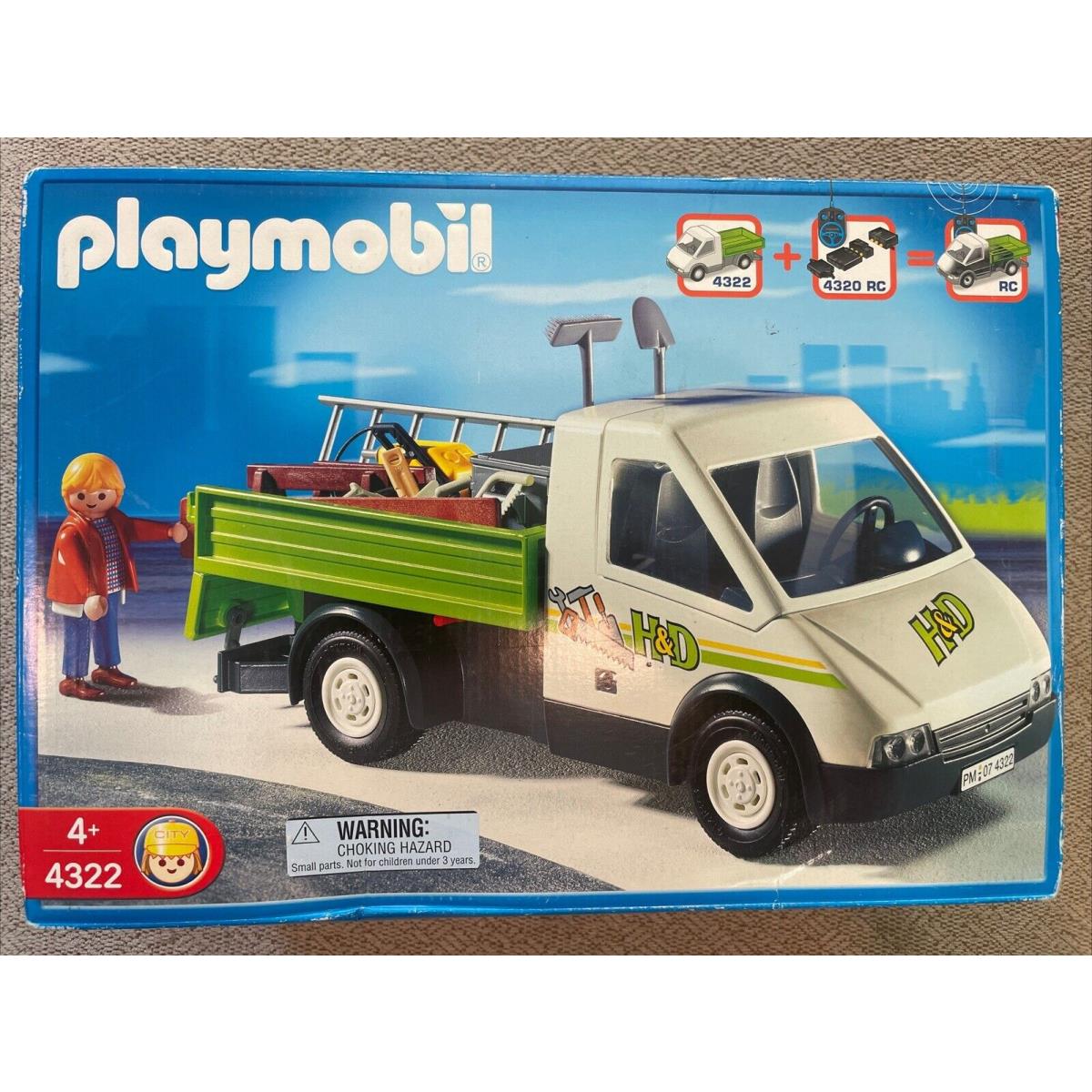 Playmobil Construction Worker Pickup Delivery Truck Play Set 4322 Retired