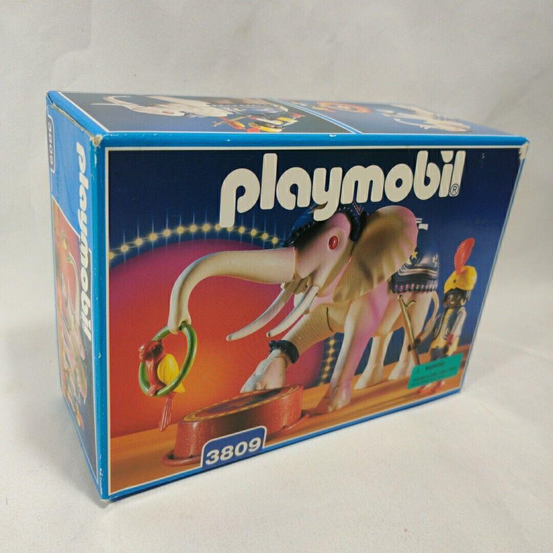 Vintage Playmobil Albino White Circus Elephant - Trainer- Parrot 3809