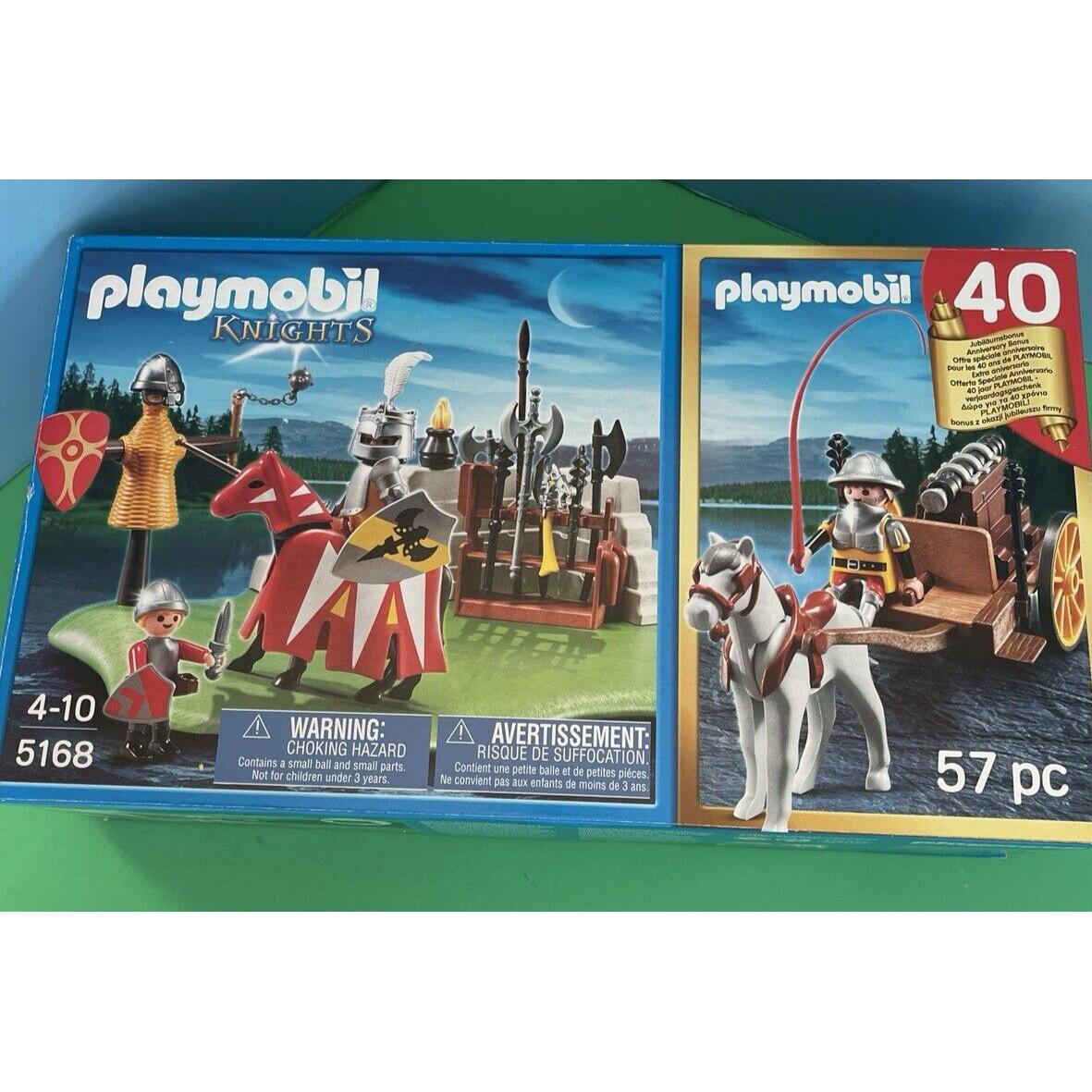 Playmobil 40TH Anniversary Red Joust Knight Cannon Wagon 5168 Cloaked Horse