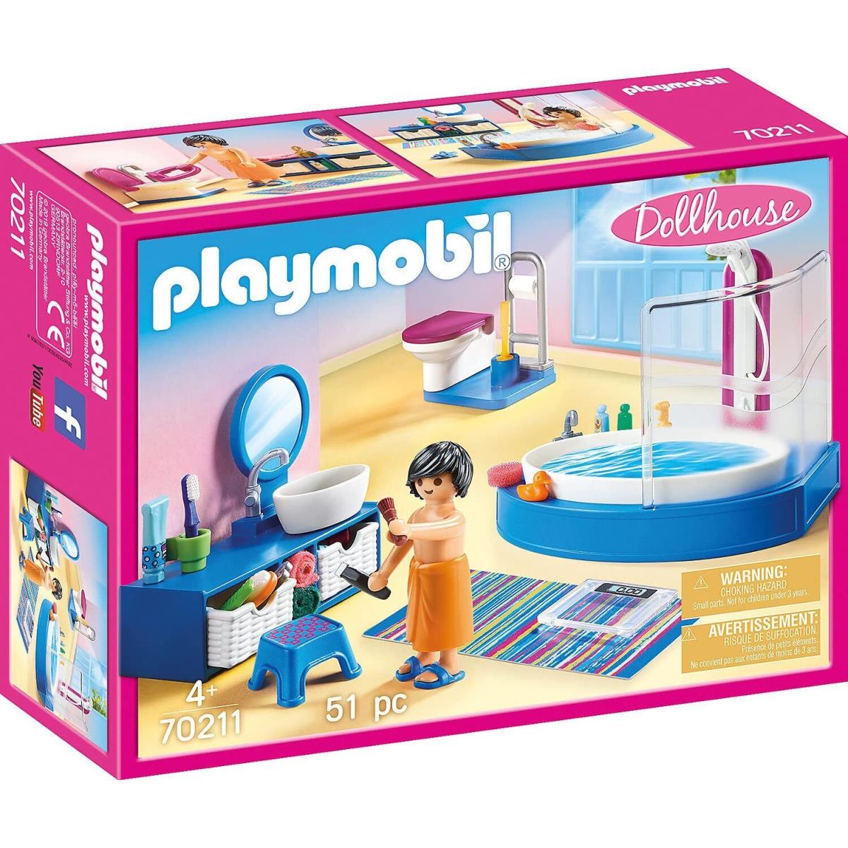 Playmobil 70211 Dollhouse Furnished Bathroom For Children Ages 4+