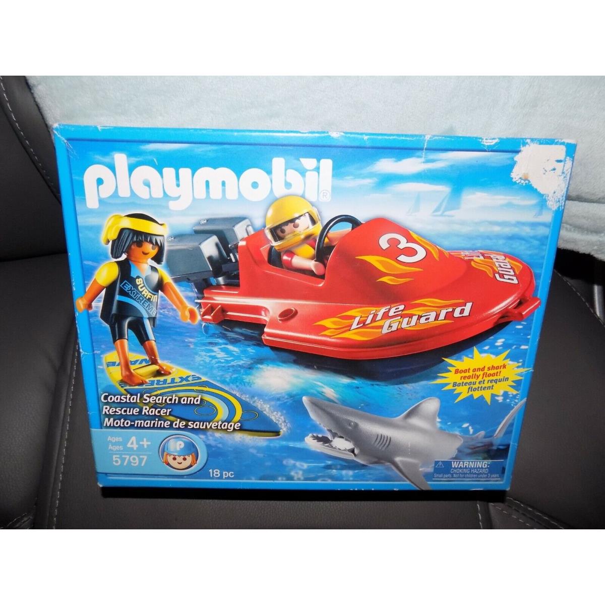 Playmobil 5797 Coastal Search and Rescue Boat Surfboard Shark Floats