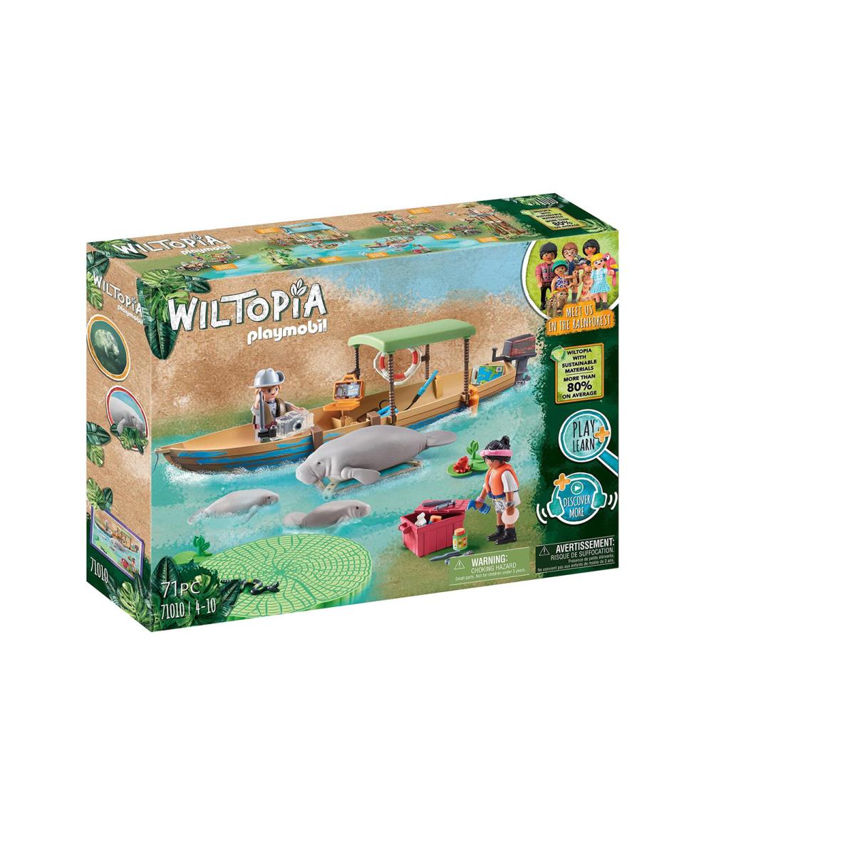 Playmobil Wiltopia Manatee Rescue Boat Playset Eco-friendly Adventure Toys