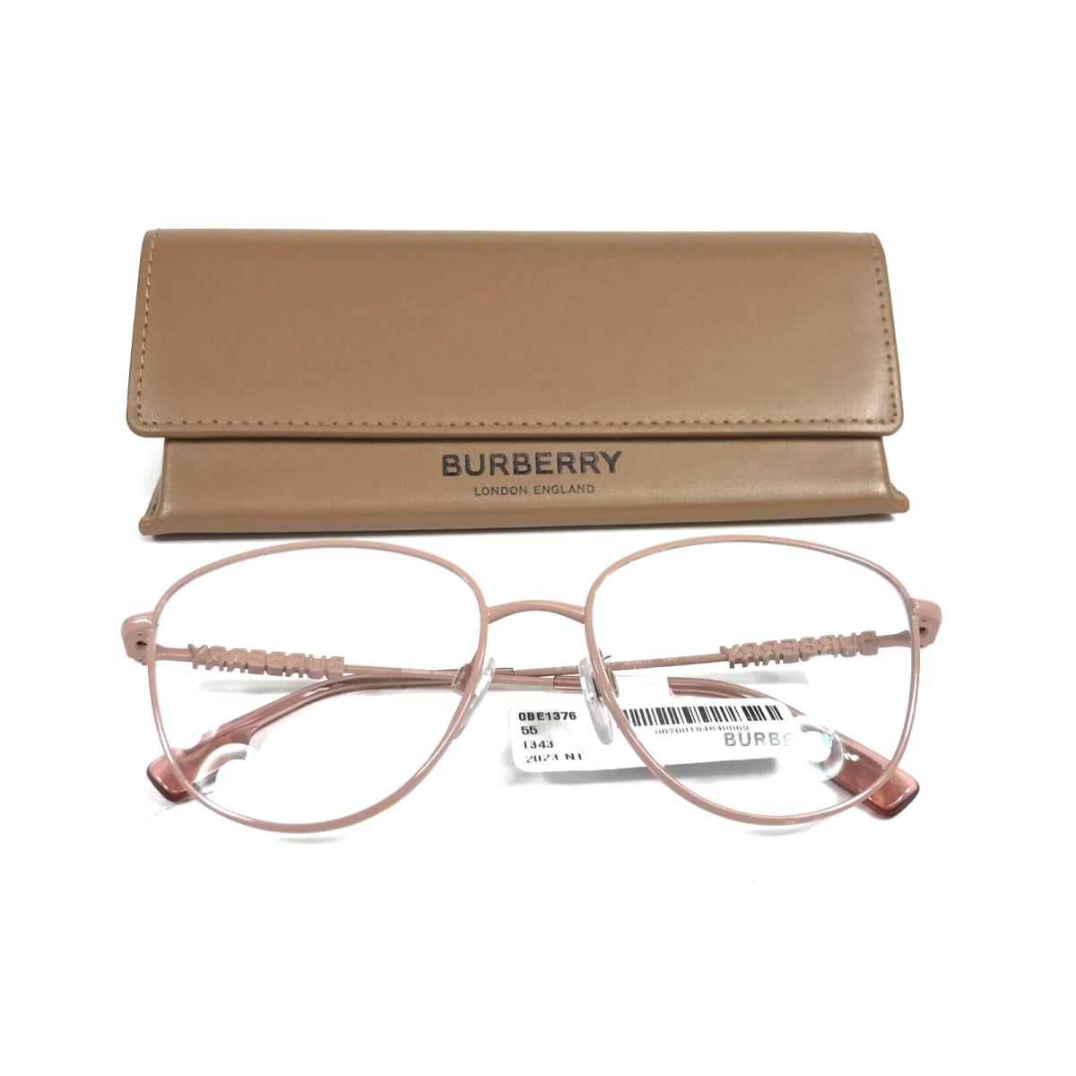 Burberry Eyeglasses Frames B1376 1343 Light Pink Cat Eye Wire Rim 55-17-140