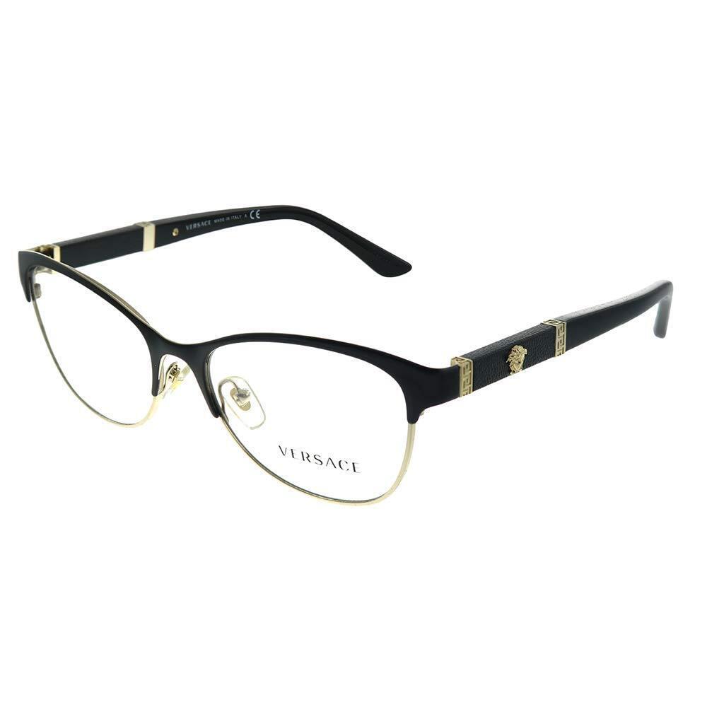 Versace Women`s Cat-eye 53mm Eyeglasses Frames Black Pale Gold 0VE1233Q